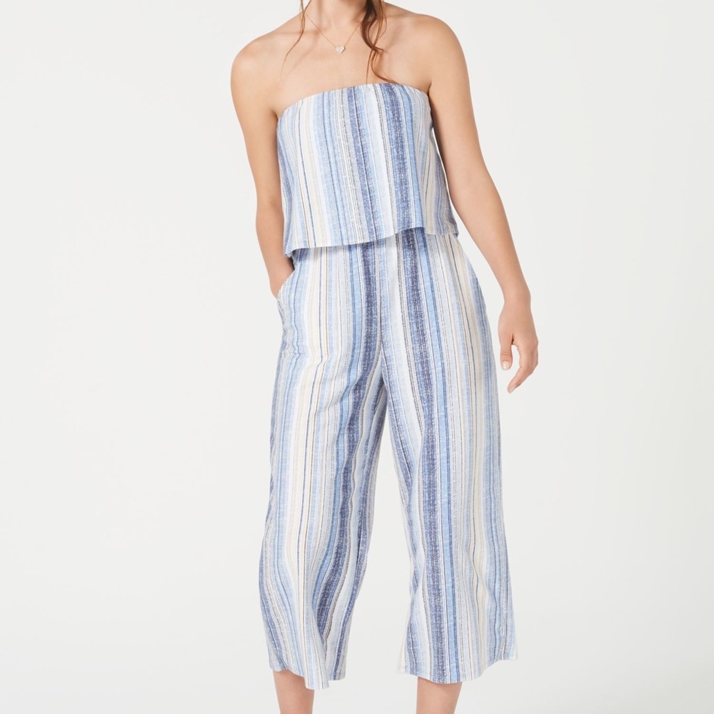 EUC blue strapless jumpsuit